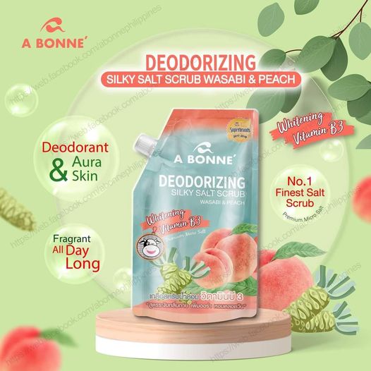 A Bonne' Deodorizing Silky Salt Scrub Wasabi & Peach 350g