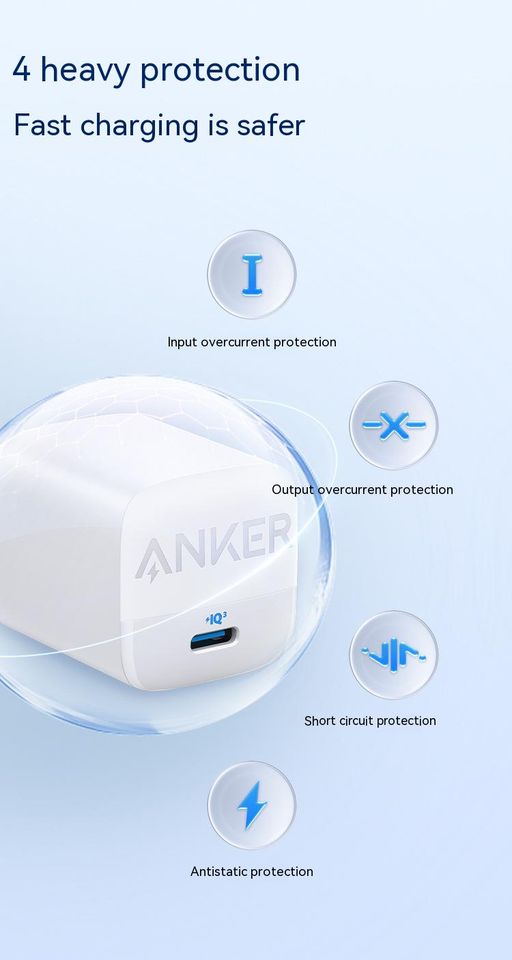 Anker 313 GaN 30W,White, Foldable Charger, PIQ 3.0, USB C GaN Charger, Foldable PPS FastCharger for iPhone 14/13ProGalaxy,iPad and more