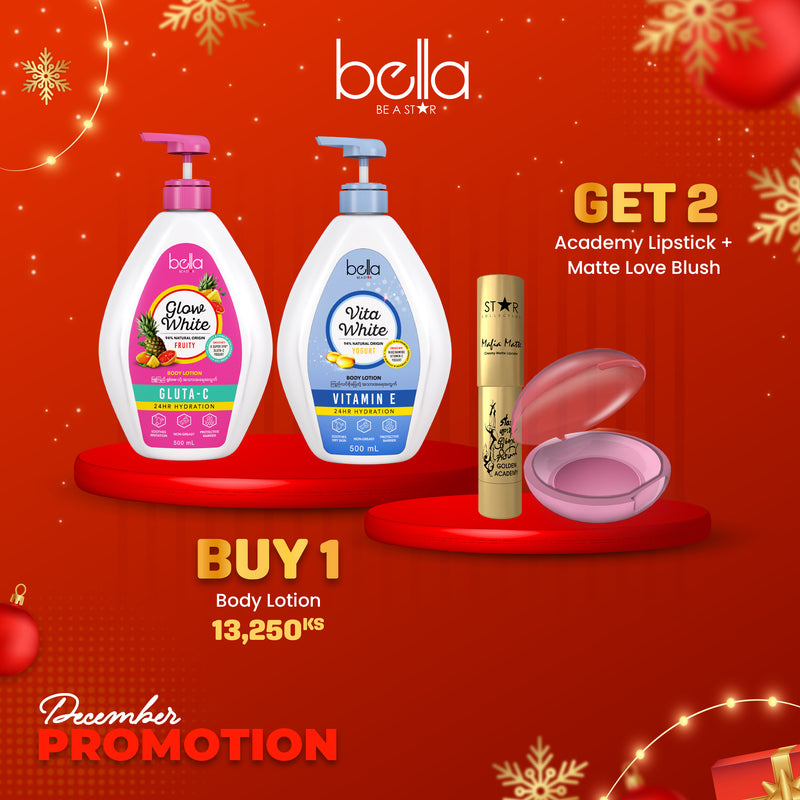 Bella Serum Body Lotion 500ml-Buy 1 Vita White Get Free Love Blush + Academy Lipstic