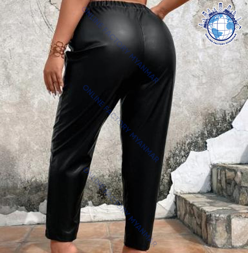 SHEIN BRAND- Plus Size Elastic PU Leather Pants