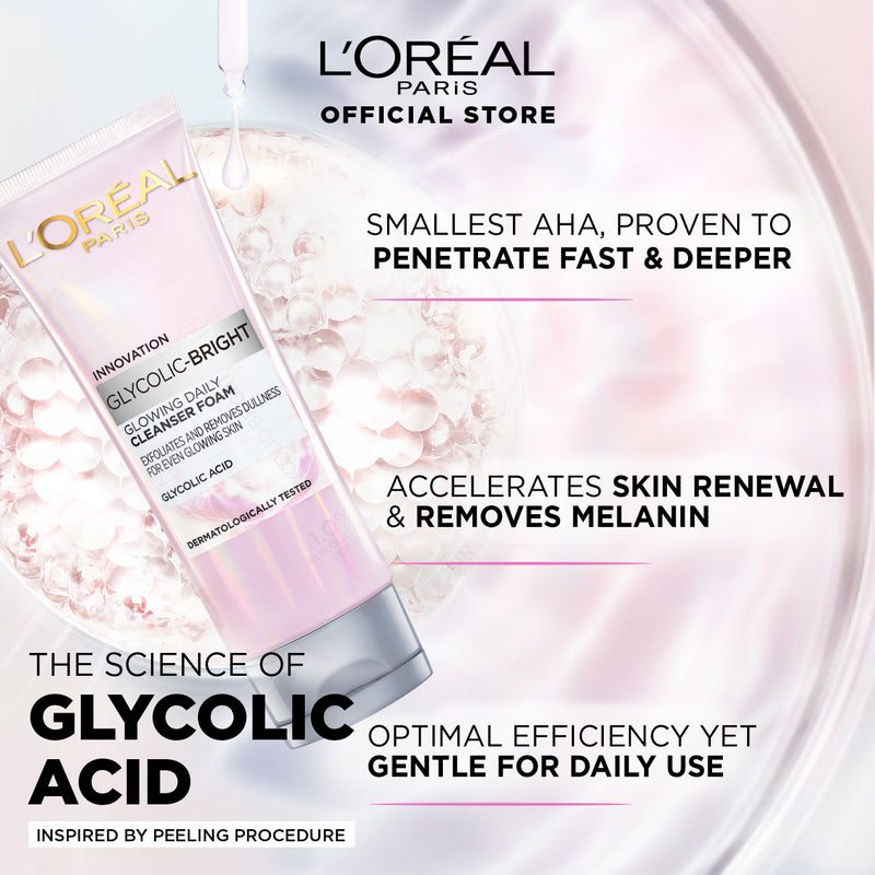 LOREAL GLYCOLIC BRIGHT GlOWING DAILY CLEANSER FOAM 100ML