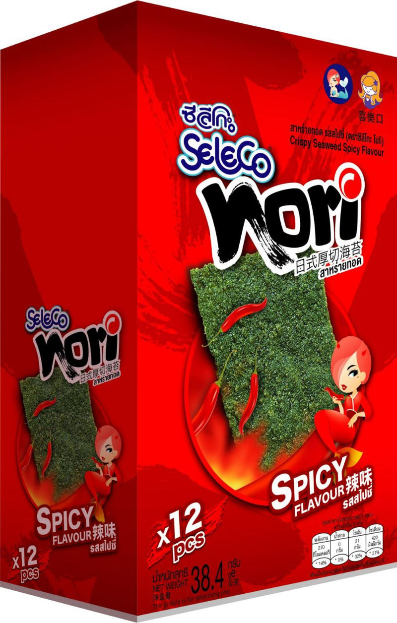 Seleco Nori Brand Crispy Seaweed 38.4g (Spicy)* 12Pcs