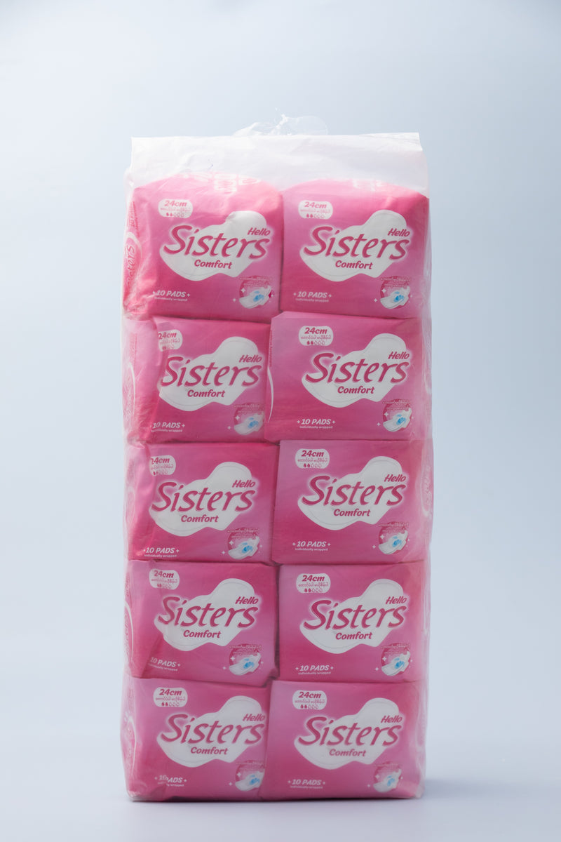 Hello Sisters Comfort Sanitary Napkins 240mm (1*10 Pads) Pink