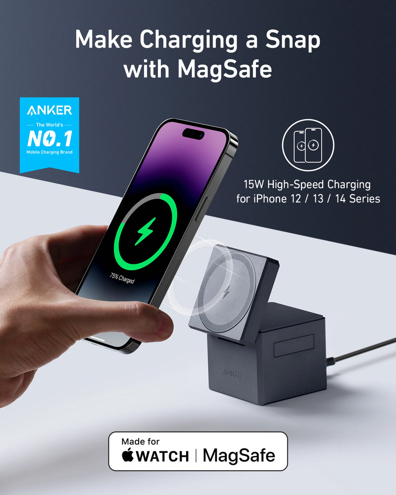 Anker MagSafe Charger Stand,Anker 3-in-1 Cube with Anker MagGo 3-in-1 Wireless Charging Station