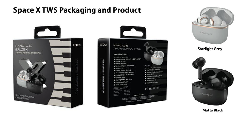 Space X Active Noise Cancelling Earbuds  (Matte black)