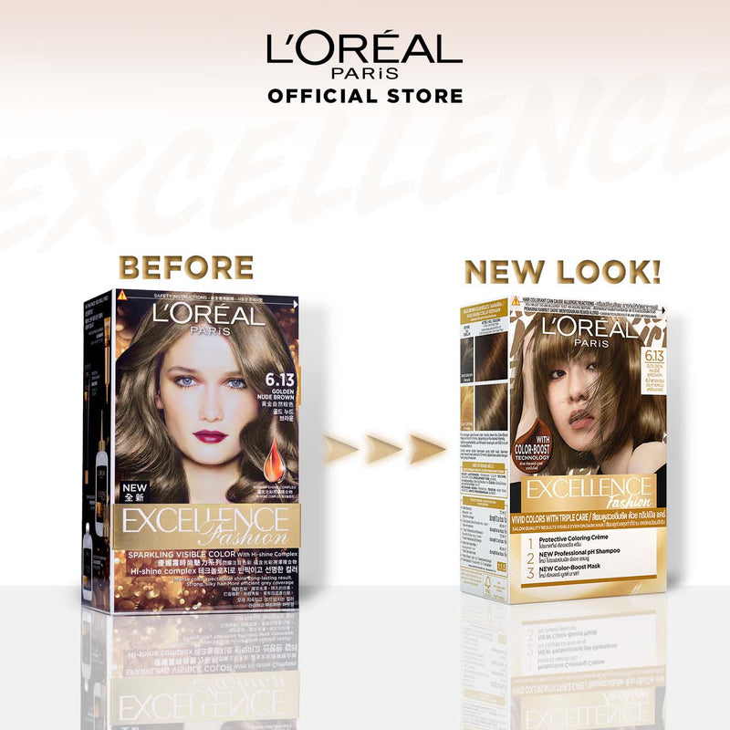 LOREAL EXCELLENCE FASHION HAIR COLOR 6.13 GOLDEN NUDE BROWN 172 ML