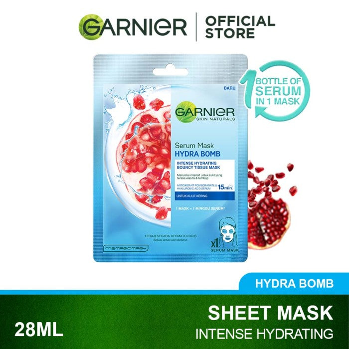 GARNIER HYDRA BOMB SERUM MASK POMEGRANATE (REPLUMPLING & HYDRATION) 28G