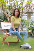 GI-ANT Basic Crop Top Knit (Dark Dusty Yellow)