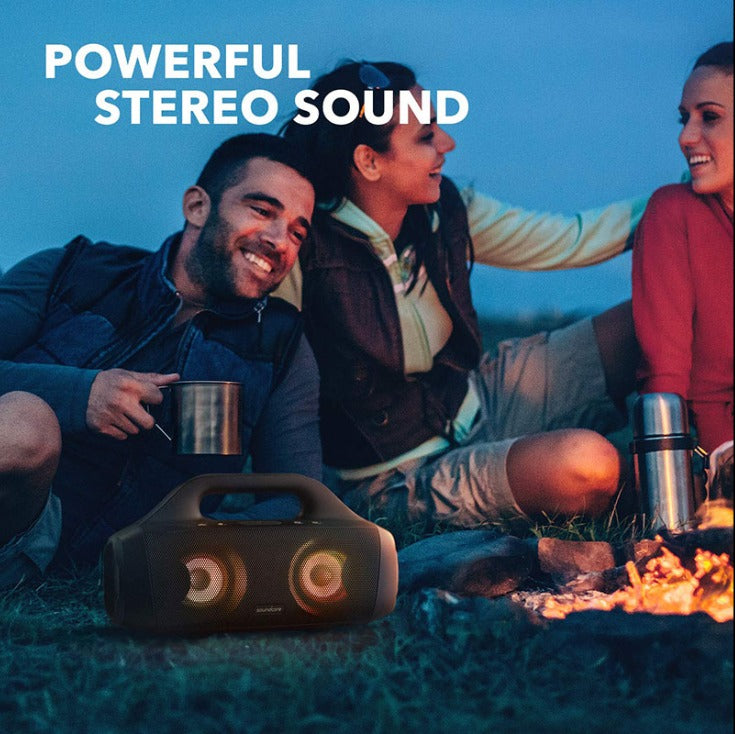 Anker Soundcore Select Pro, Outdoor Bluetooth Speaker with BassUp Technology, IPX7 Waterproof, 16H Playtime, App, LED Lights, Built-in Handle, Portable Bluetooth Speaker for Outdoors, Camping – Black