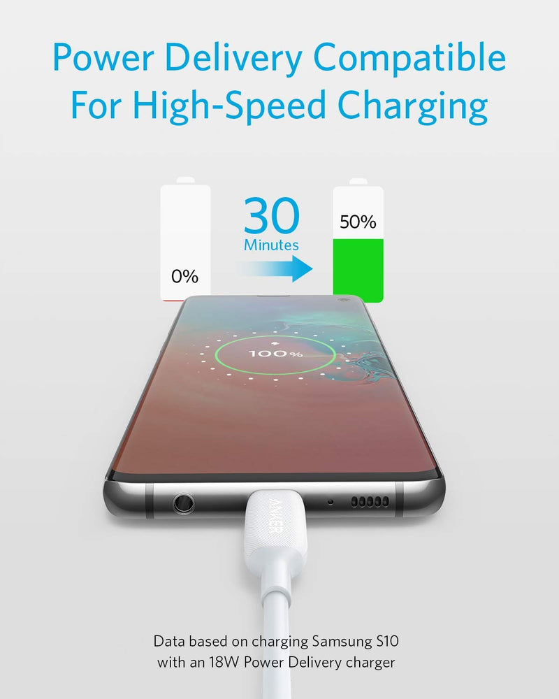 Anker Powerline III USB-C to USB-C Fast Charging Cord (3ft),60W Power Delivery PD Charging for MacBook,iPad Pro 2020,Samsung S10+/S9/S8/Plus and More