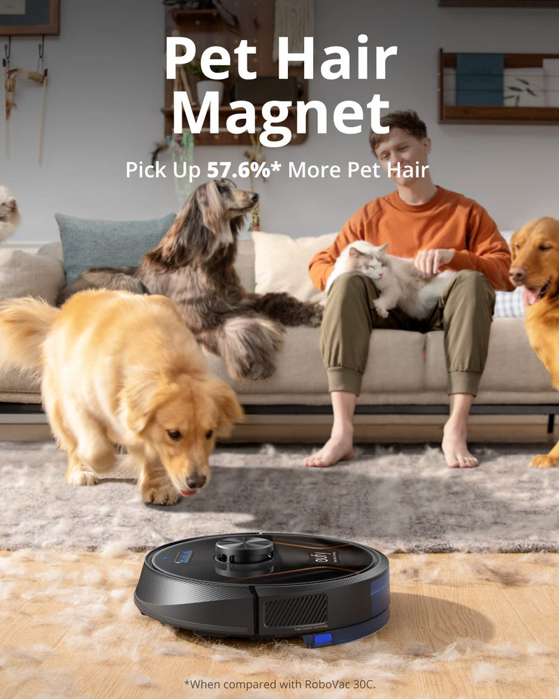 eufy by Anker, RoboVac X8 Hybrid,Robot Vacuum and Mop Cleaner with iPath Laser Navigation,Twin-Turbine Technology generates 2000Pa x2 Suction,AI. Map 2.0 Technology,Wi-Fi, Perfect for Pet Owner