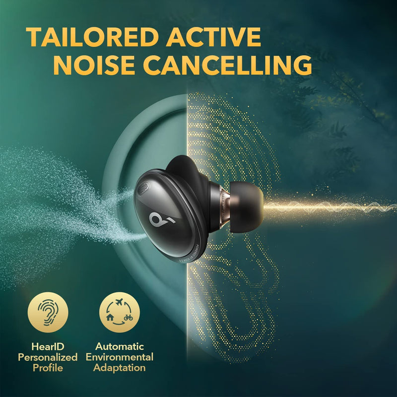 Soundcore Liberty 3 Pro Noise Cancelling Earbuds Black,ACAA 2.0,HearID ANC,Fusion Comfort,Hi-Res Audio Wireless,6 Mics for Calls,32H Playtime