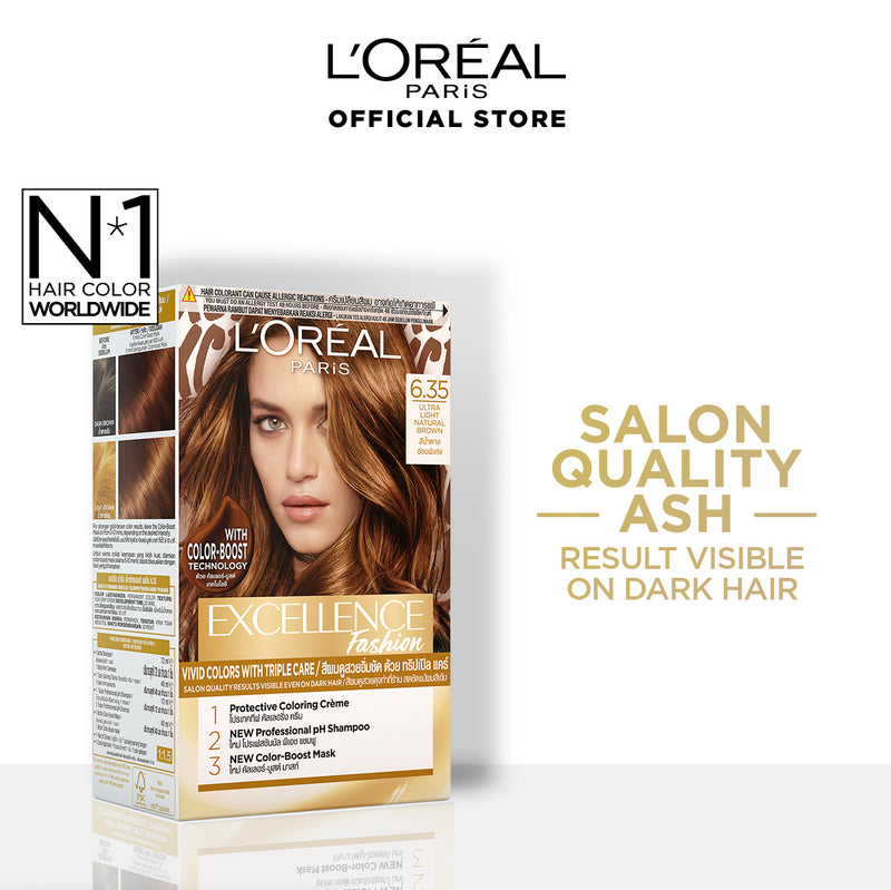 LOREAL EXCELLENCE FASHION HAIR COLOR 6.35 ULTRA LIGHT NATURAL BROWN 172 ML