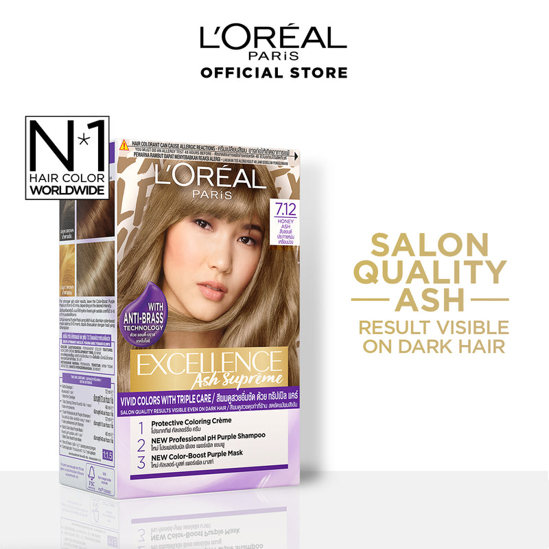 LOREAL EXCELLENCE FASHION HAIR COLOR 7.12 HONEY ASH 172ML