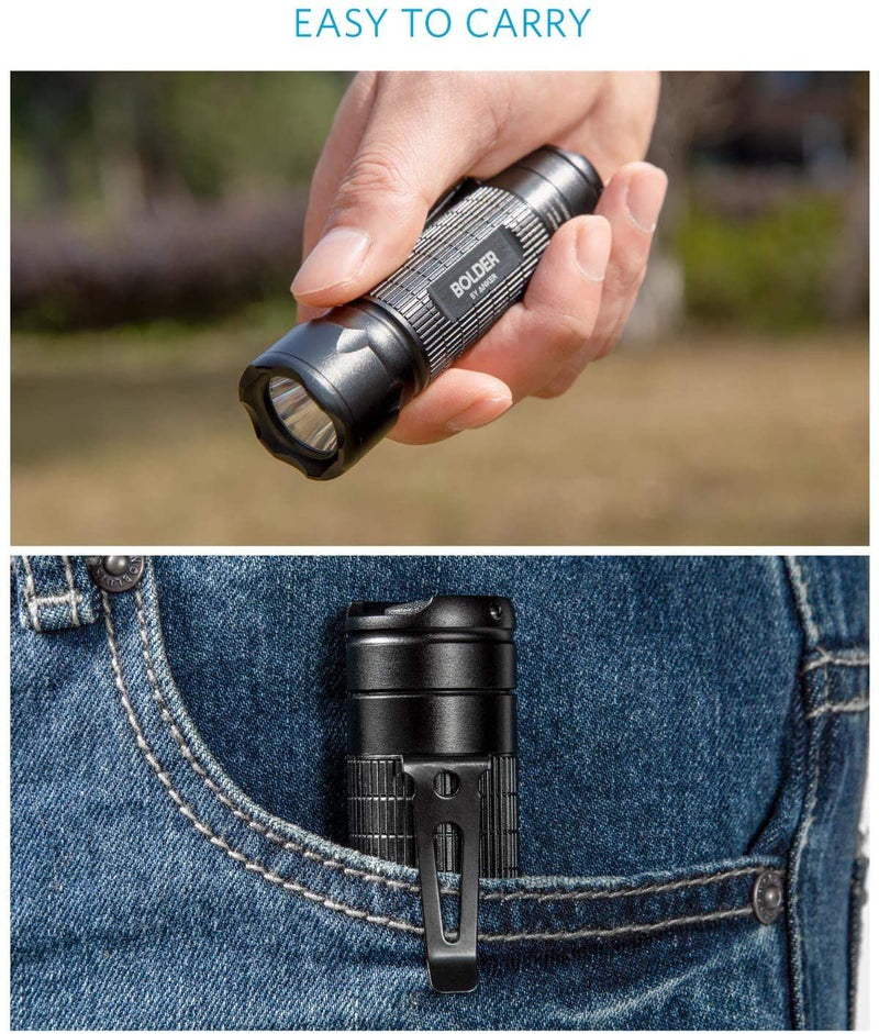 Anker Bolder LC30 Flashlight, LED Torch, Super Bright 300 Lumens CREE LED, IPX5 Water Resistant, 3 Modes High/Low/Strobe, Pocket Sized