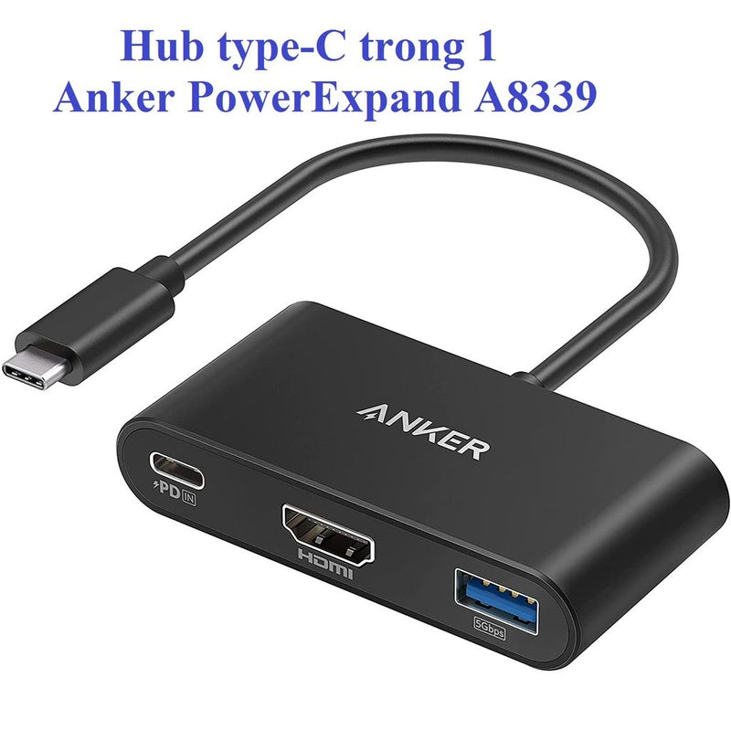 • Anker Power Expand 3-in-1 USB-C Hub, 4K HDMI Output Port, 90W Pass-Through Charging, USB PD Support, USB 3.0 Ports