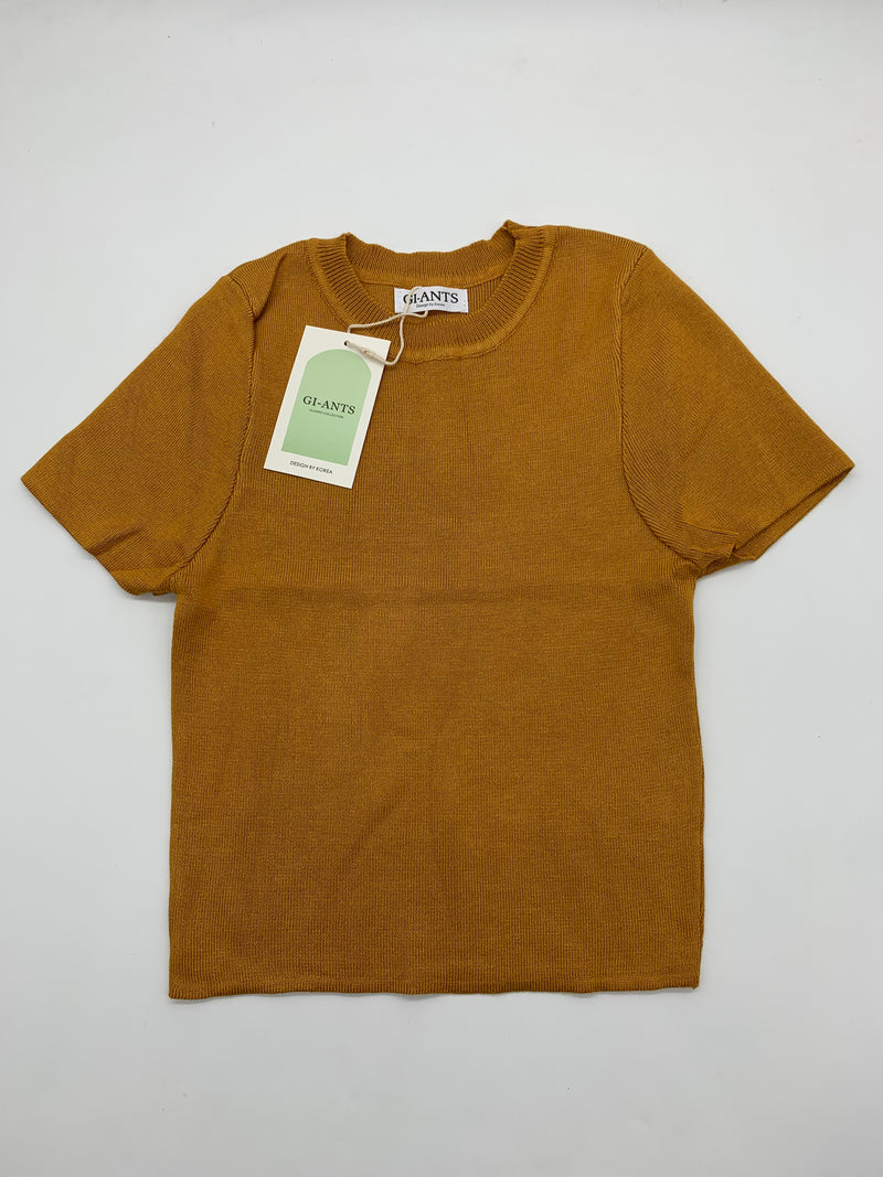 GI-ANT Basic Crop Top Knit (Dark Dusty Yellow)