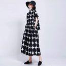 Buth's Fashion Wide Leg Pants Dot Two Piece Suit Half Sleeve Black Loose