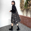 Buth's Fashion Korea Style Black Top and Floral Printed Dress
