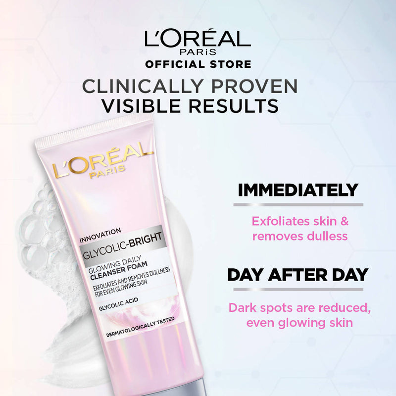 LOREAL GLYCOLIC BRIGHT GLOWING DAILY CLEANSER FOAM 50ML