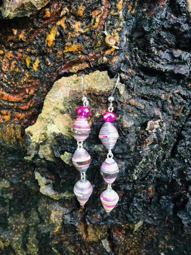 Magazine Paper Beads Earrings