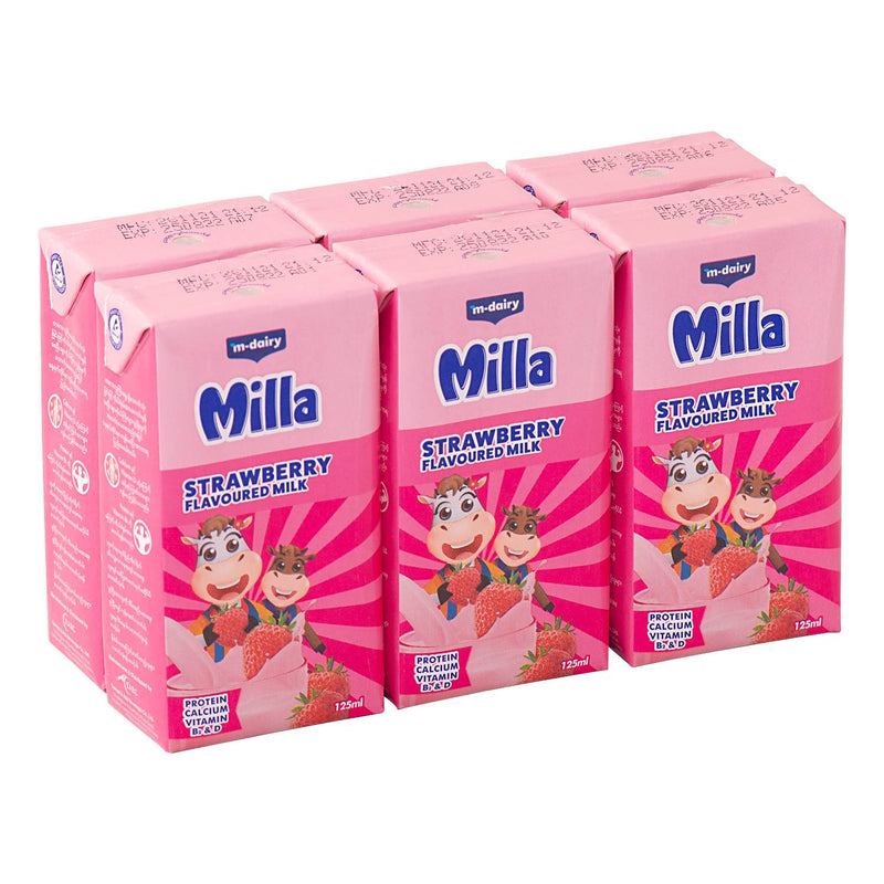 Milla strawberry Flavoured Milk 125ml*6pcs