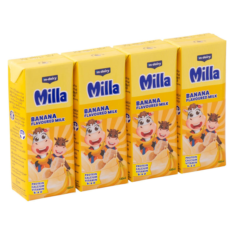 Milla Banana Flavoured Milk 180ml*4pcs-buy 3 Pkt Save 800Ks
