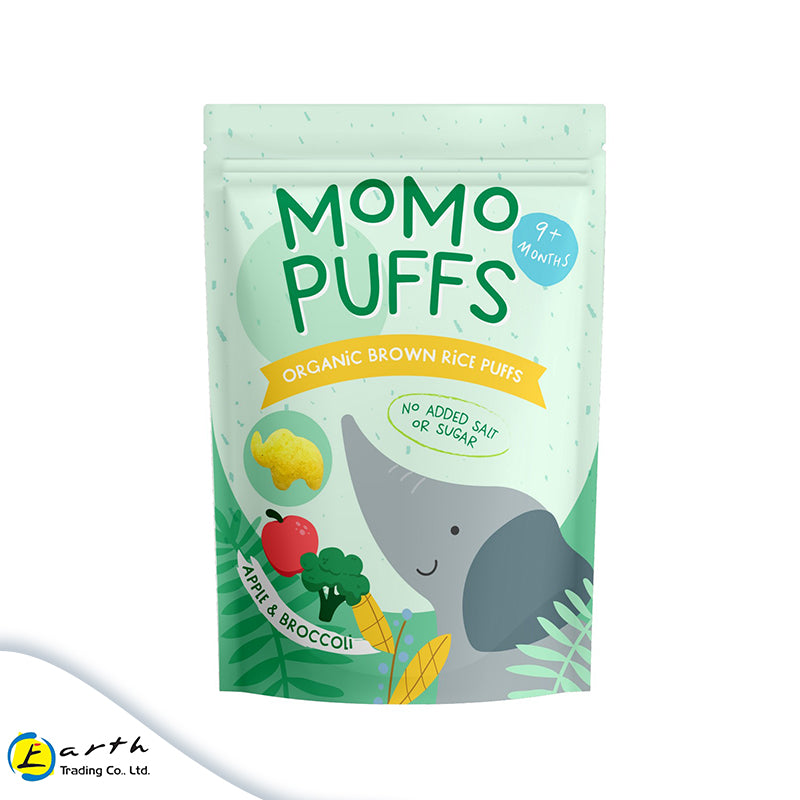 Momo Puff Organic Brown Rice Puffs (Apple & Broccoli Puff)-Buy Any 2 Pcs Save 600Ks