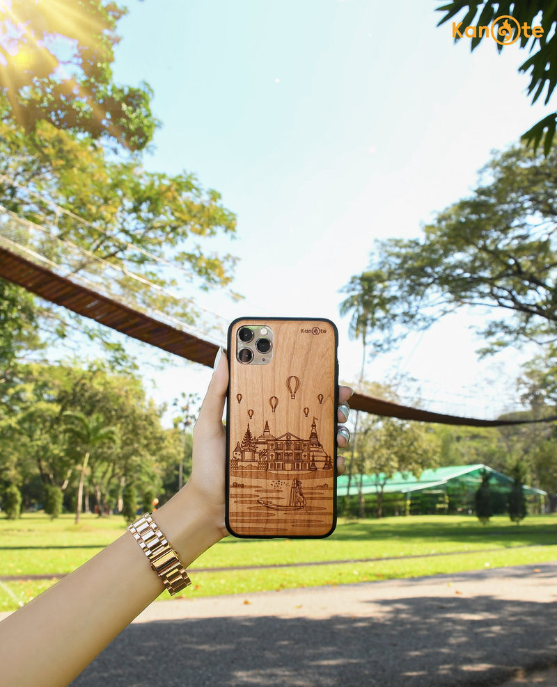 Kanote Premium Wooden Phone Case Myanma Ahla design(မြန်မာ့အလှ)