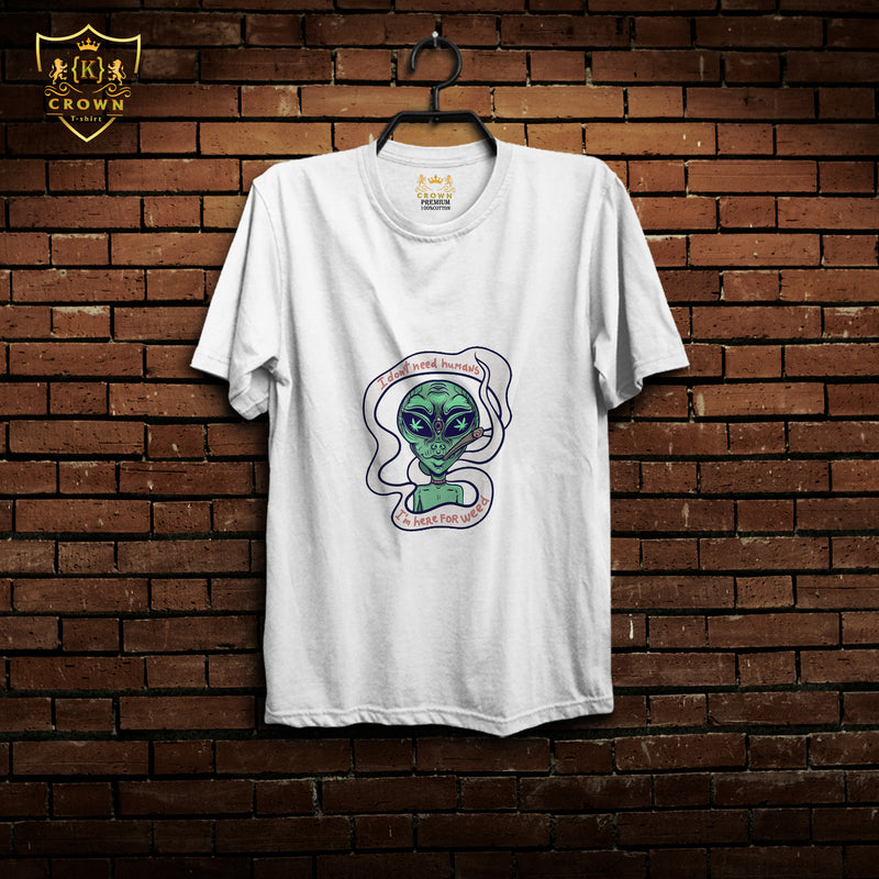 Crown T- Shirt Peaceful Alien (Black - White Colour )