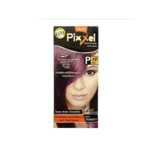 Lolane Pixxel Color Cream P19 Light Violet Brown 5.22 With Hydrogen Peroxide 50g