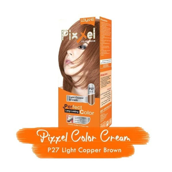 Lolane Pixxel Color Cream P27 Light Copper Brown 5.4 With Hydrogen Peroxide 50g