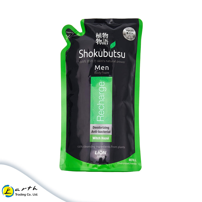 Shokubutsu Men Body Foam Cooling Anti-Bacterial Peppermint (Recharge) 600ml Refill