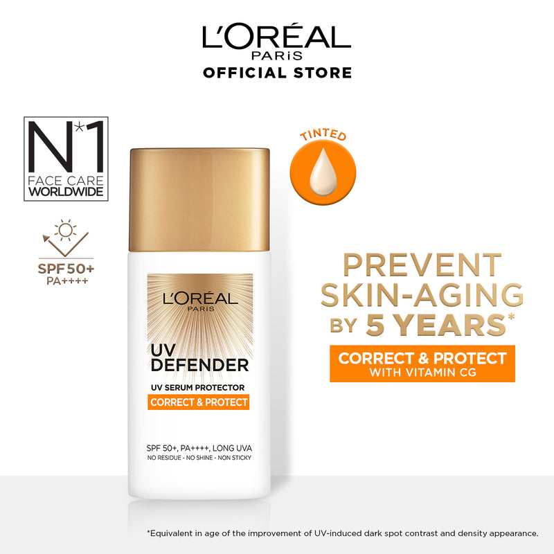 L'OREAL UV DEFENDER SERUM PROTECTOR SUNSCREEN COLOR & PROTECT SPF 50+ PA++++50ML