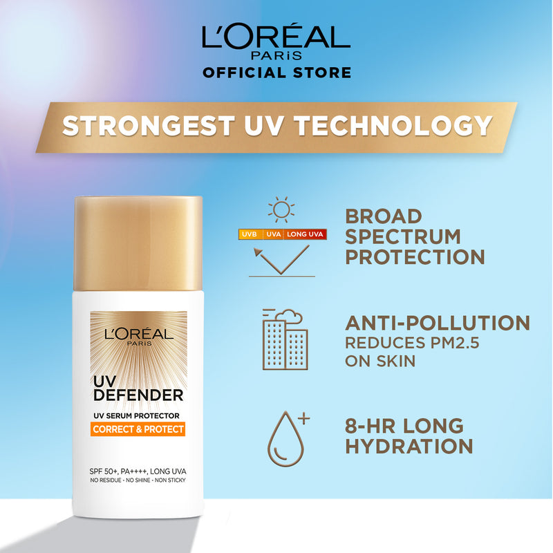 L'OREAL UV DEFENDER SERUM PROTECTOR SUNSCREEN COLOR & PROTECT SPF 50+ PA++++50ML