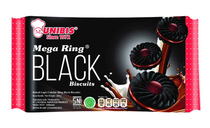 Unibis Mega Ring Black Biscuits 120g