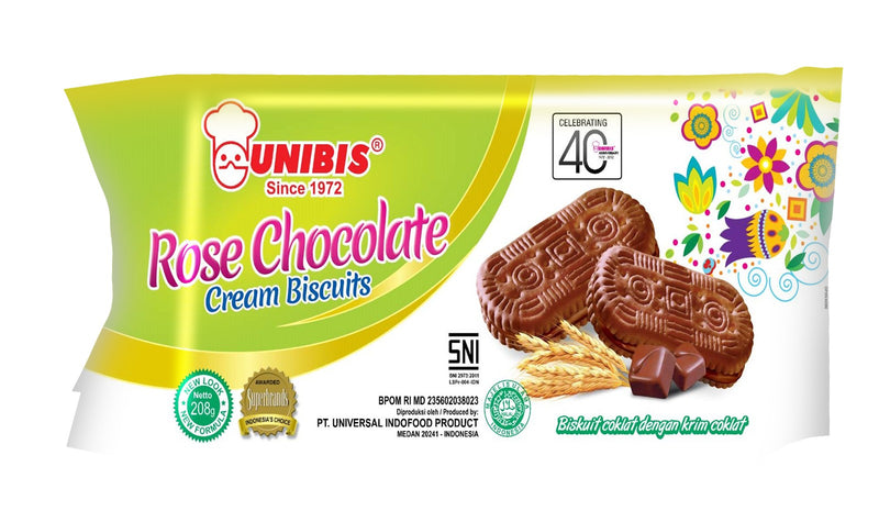 Unibis Cream Biscuits 208g (Rose, Chocolate, Strawberry, Vannila, Lemon & Durian)