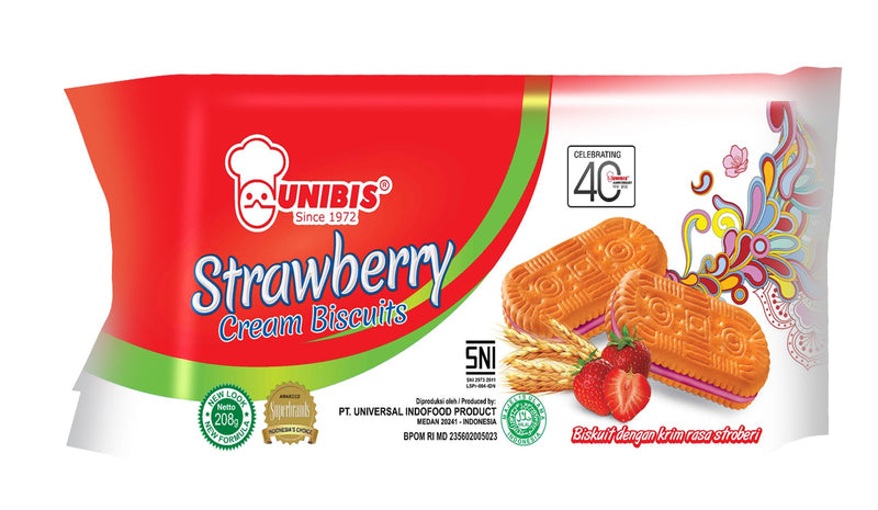 Unibis Strawberry Cream Biscuits (208 g)