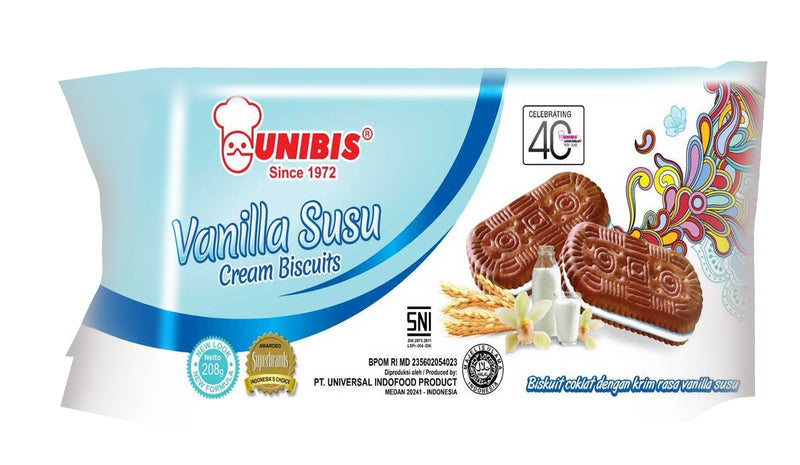 Unibis Cream Biscuits 208g (Rose, Chocolate, Strawberry, Vannila, Lemon & Durian)