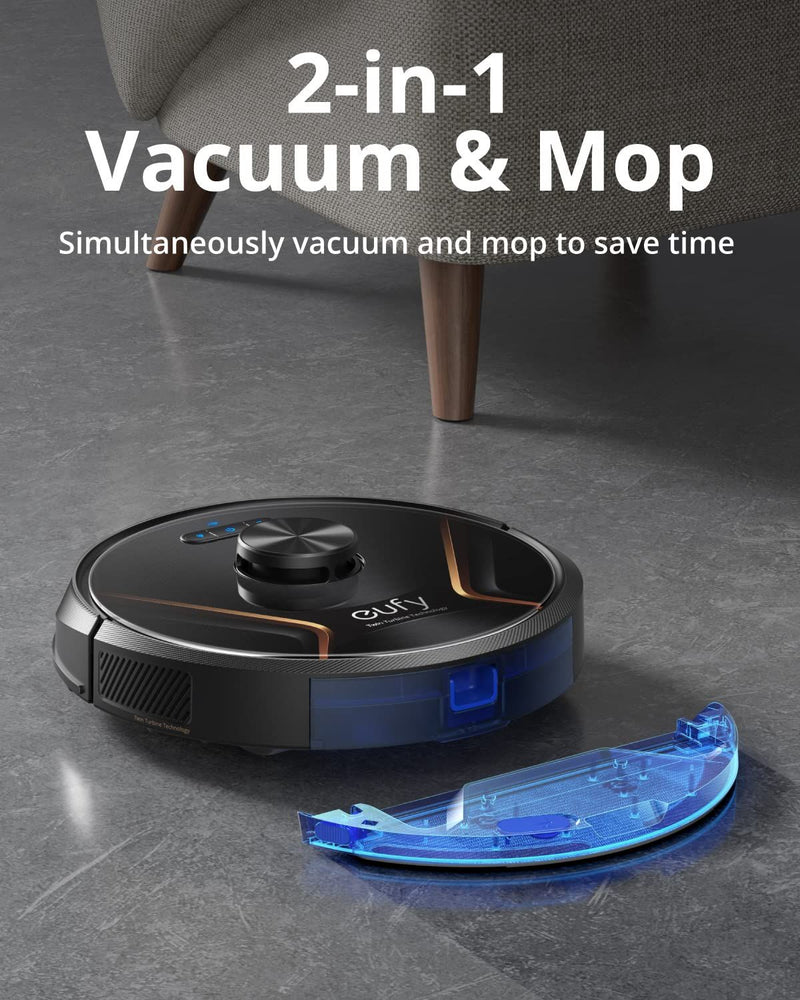 eufy by Anker, RoboVac X8 Hybrid,Robot Vacuum and Mop Cleaner with iPath Laser Navigation,Twin-Turbine Technology generates 2000Pa x2 Suction,AI. Map 2.0 Technology,Wi-Fi, Perfect for Pet Owner