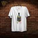 Crown T-Shirt Bottle Weed  T-Shirt (Black - White Colour )