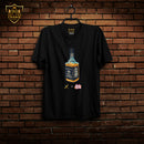 Crown T-Shirt Bottle Weed  T-Shirt (Black - White Colour )