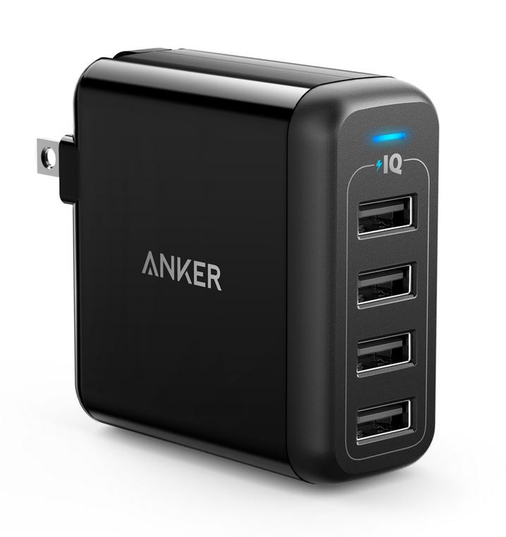 Anker 40W 4-Port USB Wall Charger with Foldable Plug, PowerPort 4