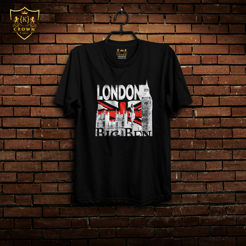 Crown T-Shirt London (Black -White Colour)-