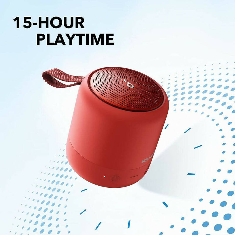 Anker Soundcore Mini 3 Red Bluetooth Speaker, BassUp and PartyCast Technology, USB-C, Waterproof IPX7, and Customizable EQ