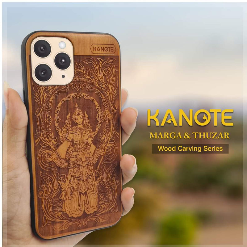Kanote Premium Cherry Wood Phone Cover Marga Design for (I phone12promax)