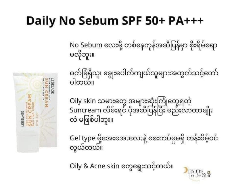 LEBELAGE Daily No Sebum Sun Cream For Oily Skin